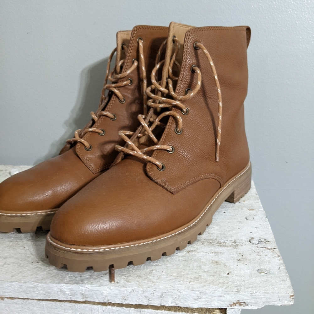 Madewell Tan Leather Combat Boots